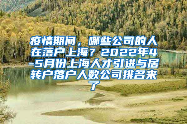 疫情期间，哪些公司的人在落户上海？2022年4-5月份上海人才引进与居转户落户人数公司排名来了