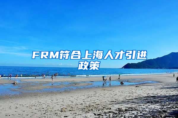 FRM符合上海人才引进政策