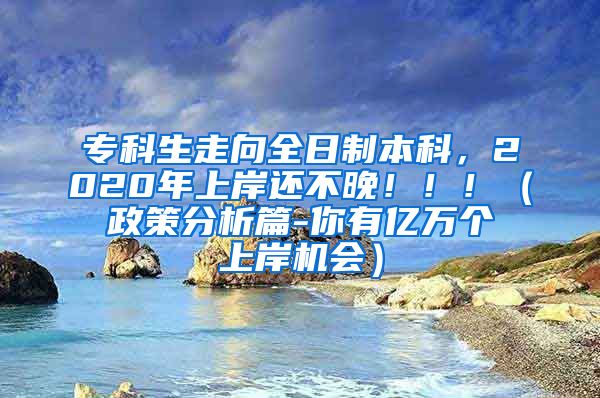 专科生走向全日制本科，2020年上岸还不晚！！！（政策分析篇-你有亿万个上岸机会）