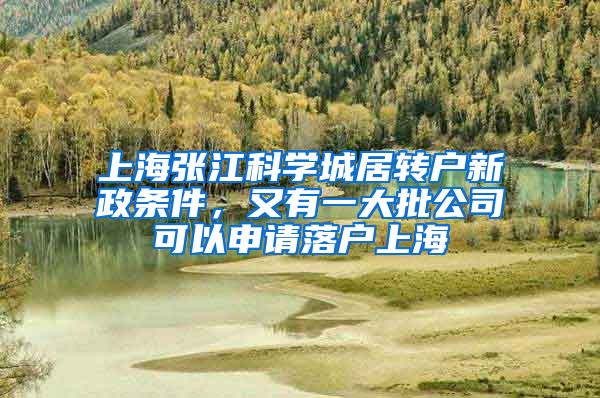 上海张江科学城居转户新政条件，又有一大批公司可以申请落户上海