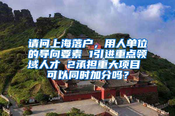 请问上海落户，用人单位的导向要素 1引进重点领域人才 2承担重大项目 可以同时加分吗？