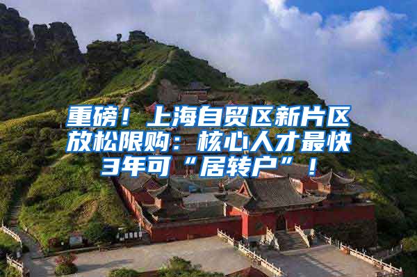 重磅！上海自贸区新片区放松限购：核心人才最快3年可“居转户”！