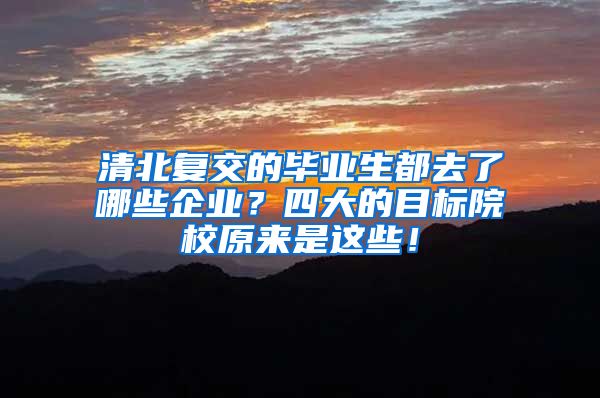 清北复交的毕业生都去了哪些企业？四大的目标院校原来是这些！