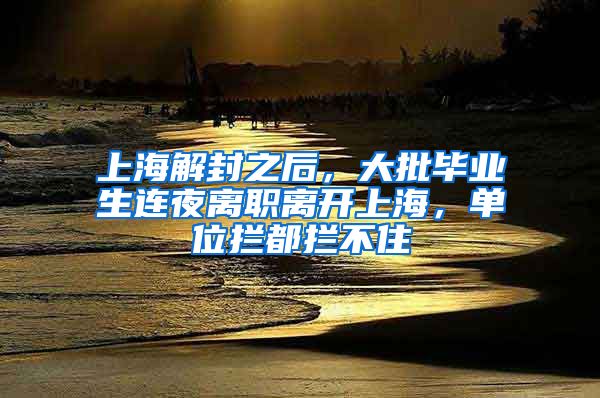 上海解封之后，大批毕业生连夜离职离开上海，单位拦都拦不住