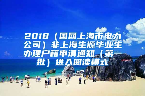 2018（国网上海市电力公司）非上海生源毕业生办理户籍申请通知（第一批）进入阅读模式