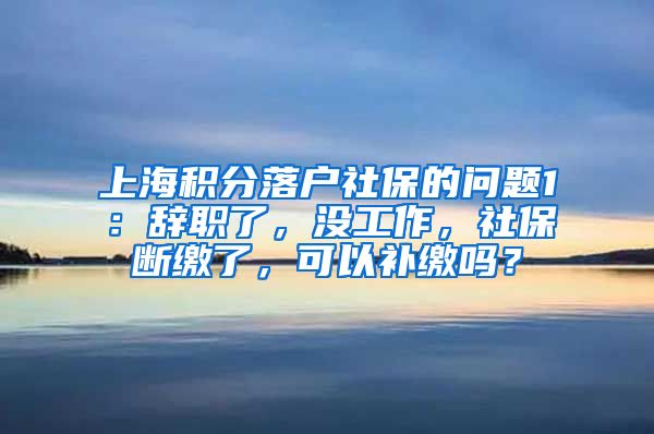 上海积分落户社保的问题1：辞职了，没工作，社保断缴了，可以补缴吗？
