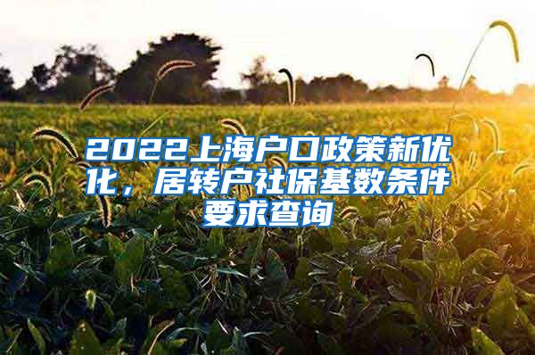 2022上海户口政策新优化，居转户社保基数条件要求查询
