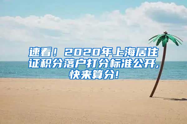 速看！2020年上海居住证积分落户打分标准公开,快来算分!