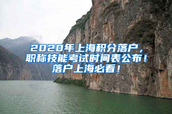 2020年上海积分落户，职称技能考试时间表公布！落户上海必看！