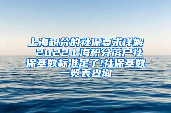 上海积分的社保要求详解 2022上海积分落户社保基数标准定了!社保基数一览表查询