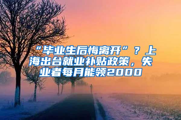 “毕业生后悔离开”？上海出台就业补贴政策，失业者每月能领2000