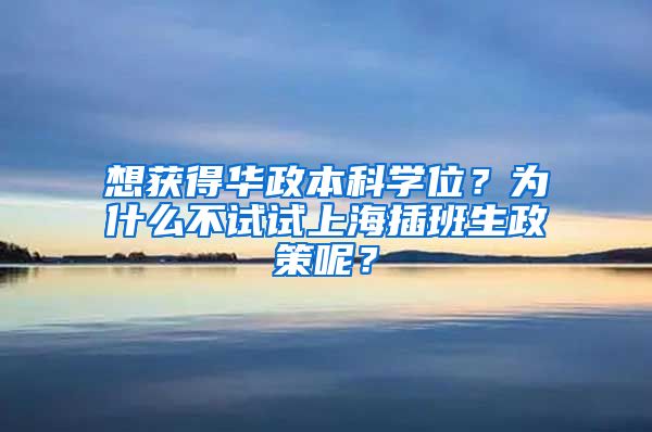 想获得华政本科学位？为什么不试试上海插班生政策呢？