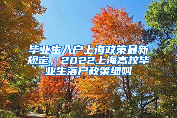 毕业生入户上海政策最新规定，2022上海高校毕业生落户政策细则