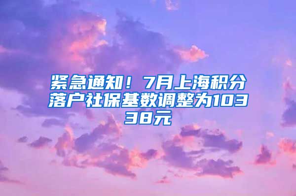 紧急通知！7月上海积分落户社保基数调整为10338元