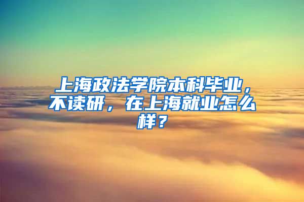 上海政法学院本科毕业，不读研，在上海就业怎么样？