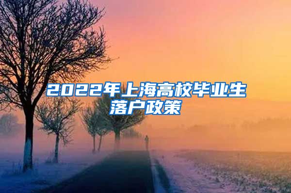 2022年上海高校毕业生落户政策