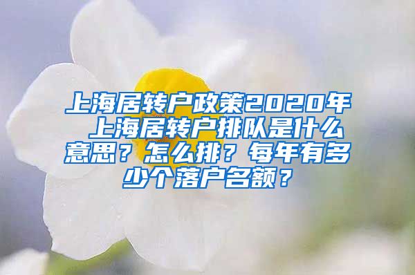 上海居转户政策2020年 上海居转户排队是什么意思？怎么排？每年有多少个落户名额？