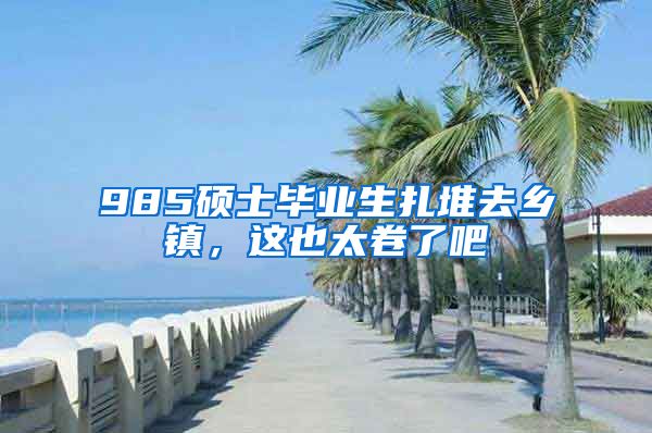 985硕士毕业生扎堆去乡镇，这也太卷了吧