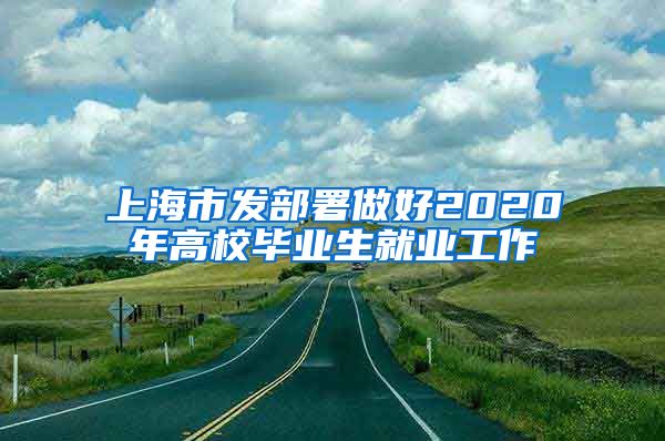 上海市发部署做好2020年高校毕业生就业工作