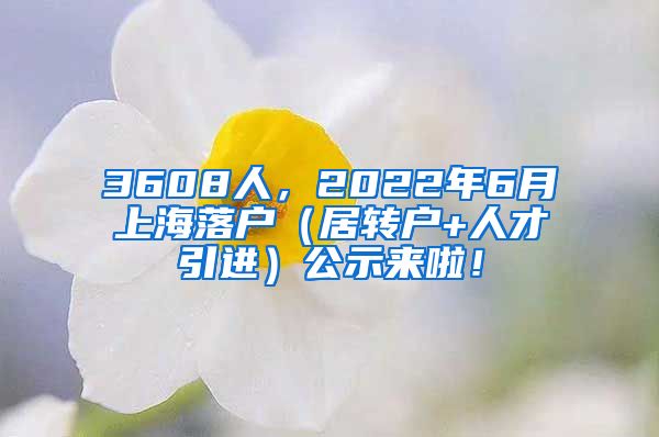3608人，2022年6月上海落户（居转户+人才引进）公示来啦！
