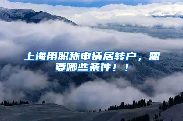 上海用职称申请居转户，需要哪些条件！！