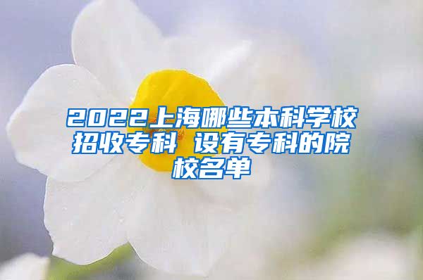 2022上海哪些本科学校招收专科 设有专科的院校名单