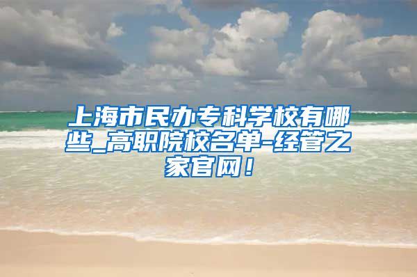 上海市民办专科学校有哪些_高职院校名单-经管之家官网！