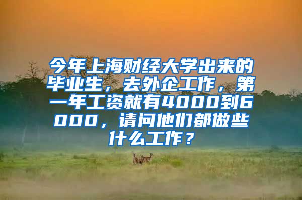 今年上海财经大学出来的毕业生，去外企工作，第一年工资就有4000到6000，请问他们都做些什么工作？