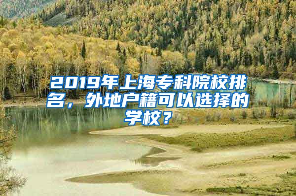 2019年上海专科院校排名，外地户籍可以选择的学校？