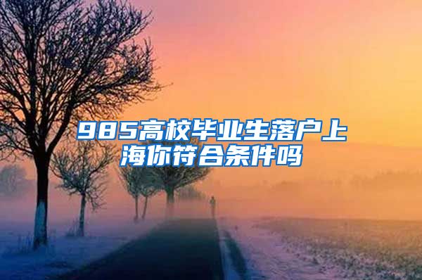 985高校毕业生落户上海你符合条件吗