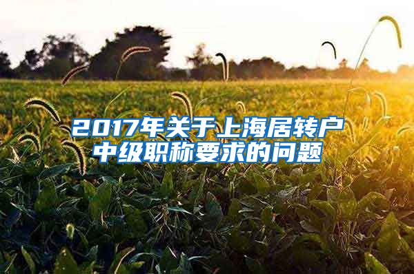 2017年关于上海居转户中级职称要求的问题