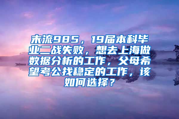 末流985，19届本科毕业二战失败，想去上海做数据分析的工作，父母希望考公找稳定的工作，该如何选择？