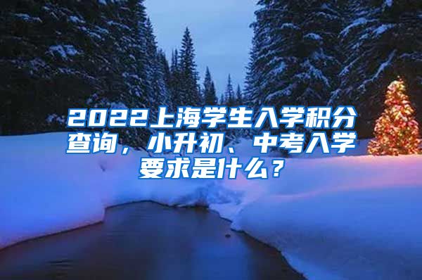 2022上海学生入学积分查询，小升初、中考入学要求是什么？