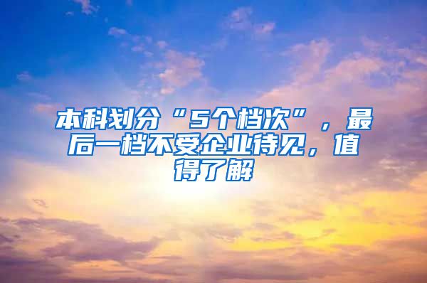 本科划分“5个档次”，最后一档不受企业待见，值得了解