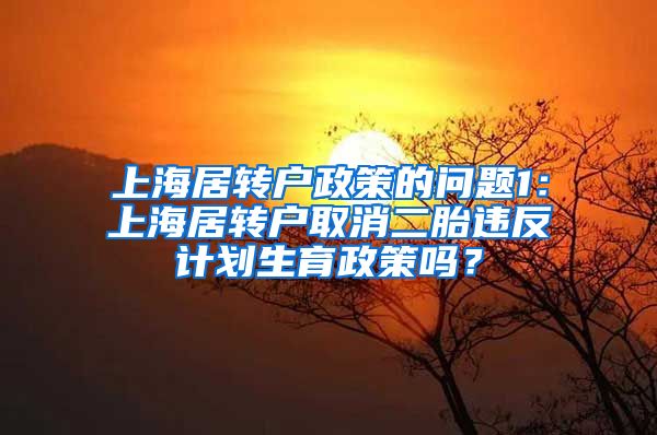 上海居转户政策的问题1：上海居转户取消二胎违反计划生育政策吗？