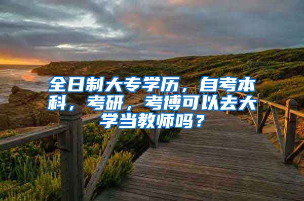 全日制大专学历，自考本科，考研，考博可以去大学当教师吗？