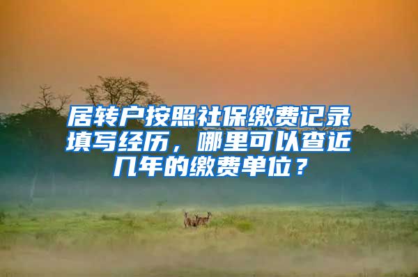 居转户按照社保缴费记录填写经历，哪里可以查近几年的缴费单位？