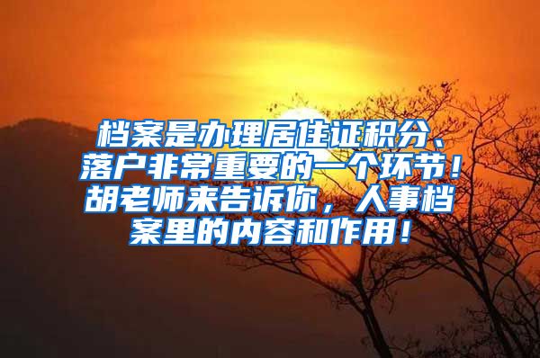 档案是办理居住证积分、落户非常重要的一个环节！胡老师来告诉你，人事档案里的内容和作用！