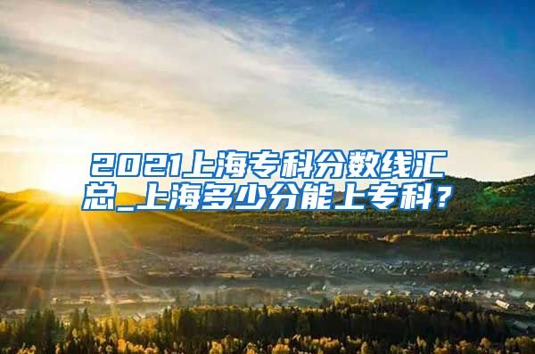 2021上海专科分数线汇总_上海多少分能上专科？