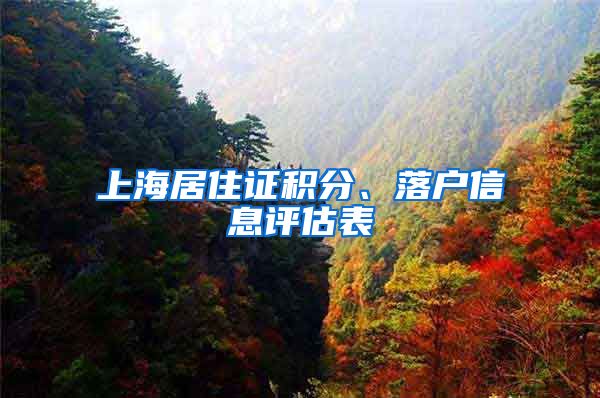上海居住证积分、落户信息评估表