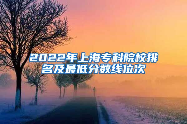 2022年上海专科院校排名及最低分数线位次