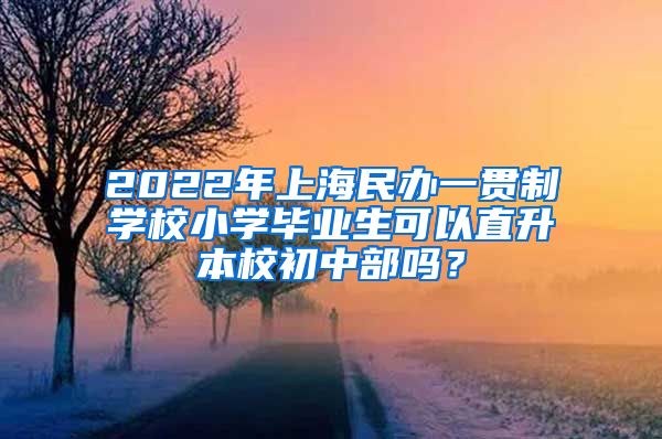 2022年上海民办一贯制学校小学毕业生可以直升本校初中部吗？