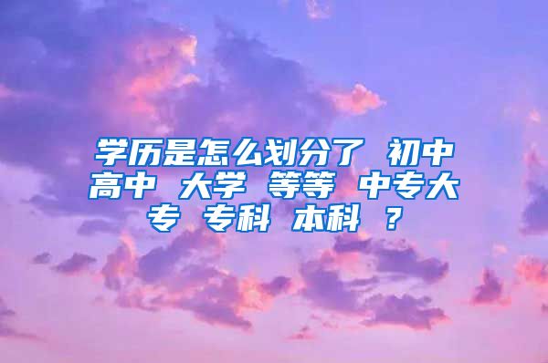 学历是怎么划分了 初中高中 大学 等等 中专大专 专科 本科 ？