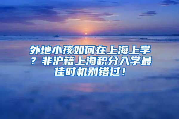 外地小孩如何在上海上学？非沪籍上海积分入学最佳时机别错过！