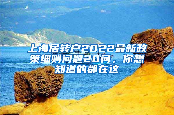 上海居转户2022最新政策细则问题20问，你想知道的都在这