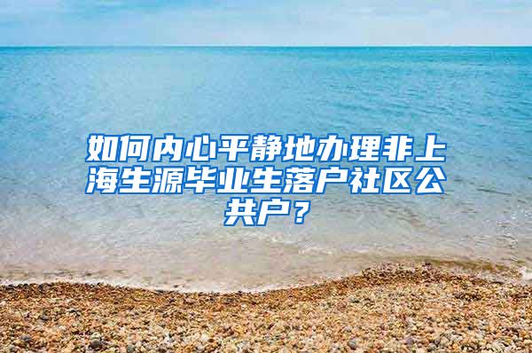 如何内心平静地办理非上海生源毕业生落户社区公共户？