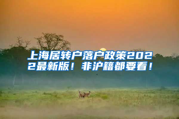 上海居转户落户政策2022最新版！非沪籍都要看！