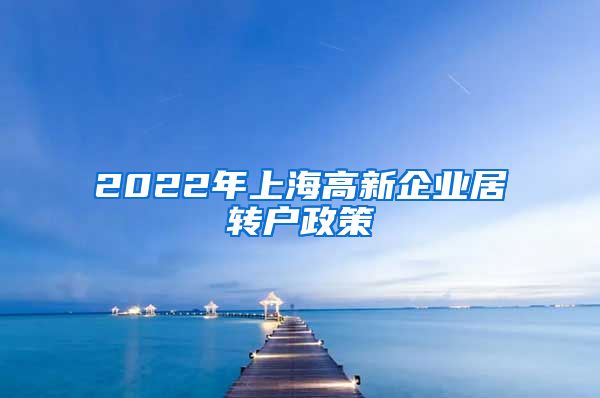 2022年上海高新企业居转户政策