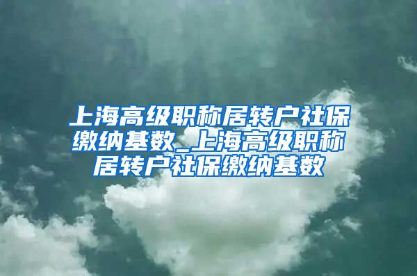 上海高级职称居转户社保缴纳基数_上海高级职称居转户社保缴纳基数