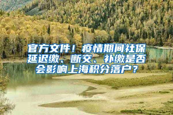 官方文件！疫情期间社保延迟缴、断交、补缴是否会影响上海积分落户？